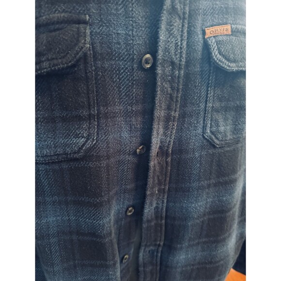 Orvis Heavy Flannel Jacket/Shacket Men's Sz XL 100% Cotton Blue & Black Plaid - Picture 6 of 15